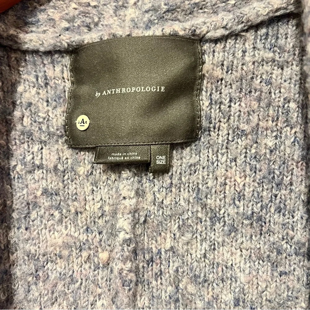 Anthropologie Cardigan Short Sleeve Chunky Knit Open Marled Blue‎ Gray OS - Picture 3 of 7